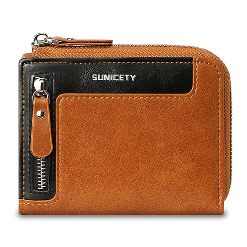 SUNICETY PU Leather Zipper Men Folding Wallet RFID Blocking Cards Cash Storage Bag SUNICETY PU Leather Zipper Men Folding Wallet RFID Blocking Cards Cash Storage Bag